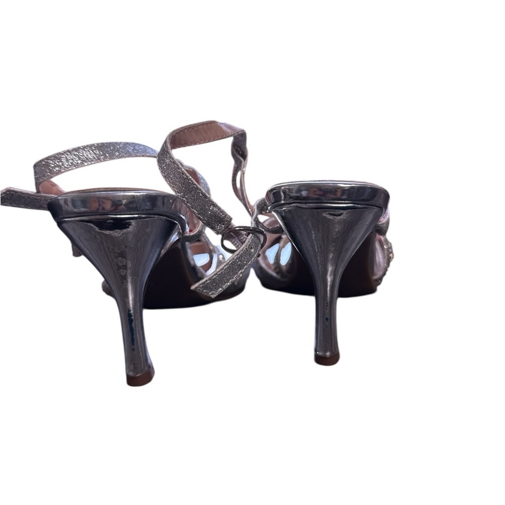 Via Pinky Collection Silver Rhinestone Heels Size 8 Party Sandals - Picture 5 of 7